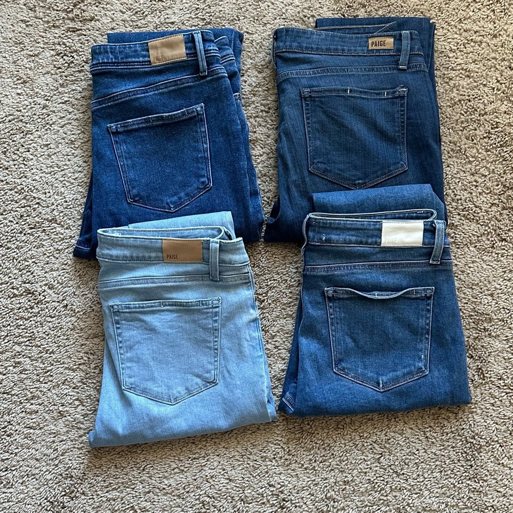Women’s Lot Of 4 Paige Verdugo Ankle & Cindy High Waist Blue Jeans Sz 31 & 32